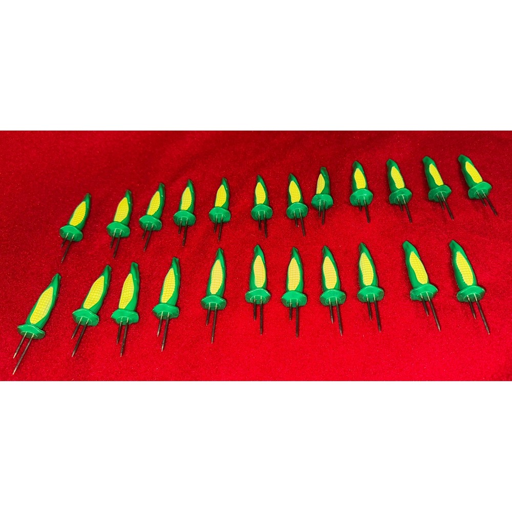 Vintage Corn Cob Picks Skewers 24 Count Green Yellow Appetizer Holders Rustic - Picture 5 of 5